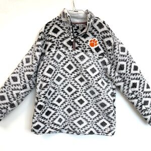 Pressbox Clemson Tigers Aztec Design 1/4 zip Sherpa Pull Over Woman’s Sz xl